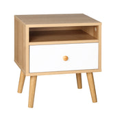 Kozy Bedside Table, Bedside Cabinet with Drawer and Shelf, Modern Nightstand, End Table for Living Room, Bedroom, Natural