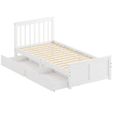 Kozy Wooden Single Bed Frame, with Drawers - White