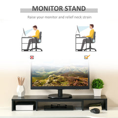 Kozy Dual Monitor Stand Riser with Adjustable Length and Angle, Screen Riser for Laptop, Computer, PC, Printer, TV, Black