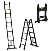 Kozy 3.2m/10.5ft Telescopic Ladder, Extendable Aluminium Ladder with Anti-slip Pedals, Multi-purpose Portable Foldable 10 Step Ladder, 150kg Capacity, EN131, Black