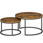Kozy - Set of Two Wood-Effect Stacking Tables - Rustic Brown