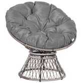 Kozy 360° Swivel Rattan Papasan Moon Bowl Chair Round Lounge Garden Wicker Basket Seat with Padded Cushion Oversized for Outdoor Indoor, Grey