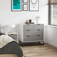 Kozy Chest of Drawers with Metal Handles Freestanding Dresser for Bedroom, Living Room