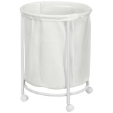 HOMCOM 100L Rolling Laundry Basket on Wheels, 50cm Round Laundry Hamper w/ Removable Bag & Steel Frame for Bedroom, Bathroom, Laundry Room | Aosom UK