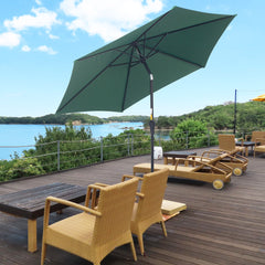 Outsunny 2.7M Tilting Parasol Sun Parasol Outdoor Garden Umbrellas Sun Shade Aluminium Frame with Crank(Green) | Aosom UK