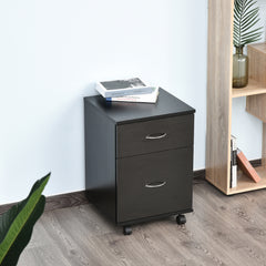 Kozy Two Drawer Filing Cabinet with Wheels- Black Wood Grain