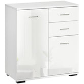 Kozy Sideboard, Modern Storage Cabinet with 2 Drawers, 2 Doors and Adjustable Shelf, Kitchen Cabinet for Living Room, Dining Room, High Gloss White