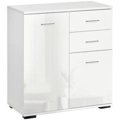 Kozy Sideboard, Modern Storage Cabinet with 2 Drawers, 2 Doors and Adjustable Shelf, Kitchen Cabinet for Living Room, Dining Room, High Gloss White