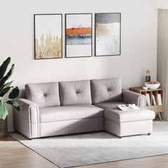 Kozy 3 Seater Sofa Bed, Pull Out Sofa Bed with Storage for Living Room, Light Grey