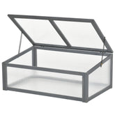 Kozy Wooden Cold Frame, Small Polycarbonate Greenhouse for Plants with Openable & Tilted Top Cover, Grey, 100 x 65 x 40cm