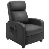 Kozy Massage Recliner Armchair with 150° Recline, Faux Leather, Side Pocket, Black