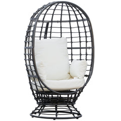 Outsunny 360° Swivel Egg Chair Outdoor, Cocoon Single Chair with Cushion for Patio & Conservatory Balcony, Black | Aosom UK