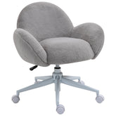 HOMCOM Fluffy Leisure Chair Office Chair with Backrest and Armrest for Home Bedroom Living Room with Wheels Grey