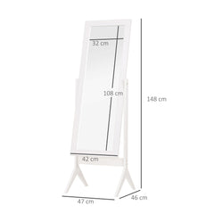 Kozy Full Length Mirror, Freestanding Adjustable Angle Dressing Mirror for Bedroom, Living Room, 148 x 47 cm, White