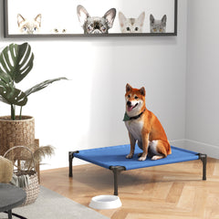 PawHut Medium Elevated Dog Bed, Portable with Metal Frame, Comfortable Raised Pet Bed, Blue, Perfect for Outdoor Use | Aosom UK