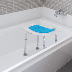 Kozy Shower Chair, Adjustable Height Shower Stool with Aluminium Frame and Non-Slip Feet, Bathtub Stool Seat for Elderly Disabled Handicap, Blue