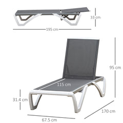 Kozy Aluminium Frame Sun Lounger, with Adjustable Back - Grey