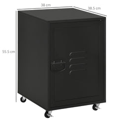 Kozy Rolling Metal Filing Cabinet, Industrial Mobile Storage Cabinet with Adjustable Shelf and Wheels for Home Office Living Room, Black