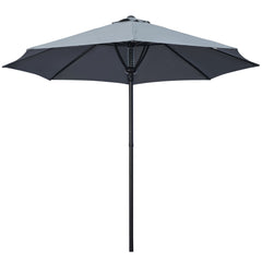 Outsunny Waterproof Garden Parasol: Market Table Umbrella with Sun-Shading Canopy, 8 Ribs, Grey | Aosom UK