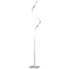 Kozy Dimmable Floor Lamp for Living Room, Modern Spiral Standing Lamp with 3 Adjustable Brightness and Square Base, Silver