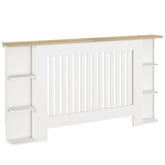 Kozy Radiator Cover with Open Storage Shelves, Vertical Slatted Cabinet Shelf Heater Cover for Living Room, Hallway, Large, White (H: 83 / W: 152 / D: 19 cm)