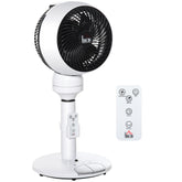 Kozy 9'' Air Circulator Fan 3 Speed 3 Mode, 70° Oscillation 90° Vertical Tilt, Height Adjustable, Remote Controller, for Living Room, Bedroom, Office, Black and White