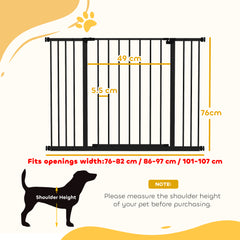 Kozy Dog Gate Pet Safety Gate Stair Barrier Pressure Fit Adjustable 76-82/86-97/101-107 cm, Black