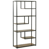 Kozy 6 Tier Bookcase, Industrial Tall Shelf Unit with Steel Frame for Home Office, Study, Living Room, Hallway, 82 x 33.5 x 175 cm, Rustic Brown and Black