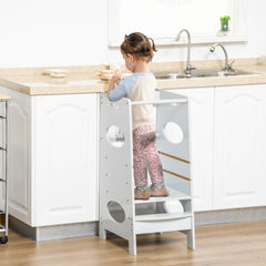 Kozy Kids Step Stool Toddler Kitchen Stool Tower with Adjustable Standing Platform, Grey