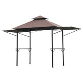 Kozy 2.4 x 1.5 m (8' x 5') Grill Gazebo Canopy with Extendable Side Awnings, Outdoor BBQ Gazebo Shelter with 2 Side Shelves for Garden, Patio, Barbecue, Picnic, Coffee