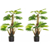 HOMCOM 2 Pack Artificial Plant Palm Tree in Pot, Fake Plants for Home Indoor Outdoor Decor, 135cm, Green | Aosom UK