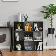 Kozy 3-tier 9 Cubes Storage Unit Particle Board Cupboard Bookcase Organiser Home Office Shelves, Black