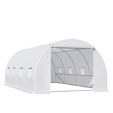 Kozy 6 x 3 x 2 m Polytunnel Greenhouse, Walk in Polytunnel Tent with Metal Frame, Zippered Door and 8 Windows for Garden and Backyard, White