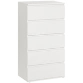 Kozy Chest of Drawers, 5 Drawers Storage Cabinet Floor Tower Cupboard for Bedroom Living Room, White