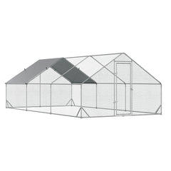 Kozy Large Hen Coop, Galvanised Walk In Chicken Run with Cover, 6 x 3 x 2m, Silver