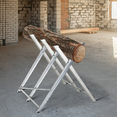 Kozy Portable Sawhorse Heavy Duty Steel Adjustable Work Support, Foldable Sawhorse Stand 100 kg Weight Capacity, Silver Tone