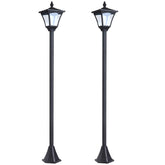 Outsunny Set of 2 Outdoor Garden Solar Post Lamp Sensor Dimmable LED Lantern Bollard IP44 Energy-saving 1.2M Tall, Black | Aosom UK