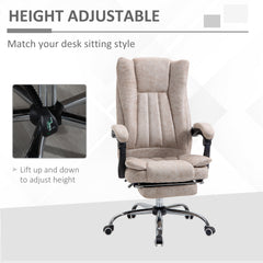 Kozy Home Office Chair Microfibre Desk Chair with Reclining Function Armrests Swivel Wheels Footrest Beige