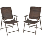Kozy Set of Two Folding Rattan Seat Chairs - Brown