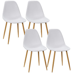 Kozy Modern Dining Chairs Set of 4, Kitchen Chairs with Backrest and Steel Legs for Dining Room, Living Room, White