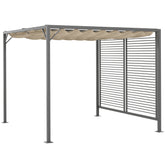 Kozy 3 x 2.8m Metal Pergola, with Retractable Fabric Roof - Beige