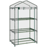 Kozy 3 Tier Mini Greenhouse Portable Garden Grow House with Roll Up Door and Wire Shelves, 69L x 49W x 125H cm, Clear
