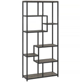 Kozy - Seven-Tier Geometric Bookcase - Grey/Black