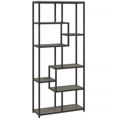 Kozy - Seven-Tier Geometric Bookcase - Grey/Black