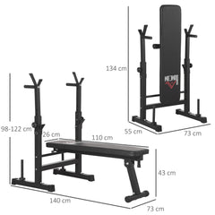 Kozy Adjustable Weight Bench, Foldable Bench, with Barbell Rack, Black