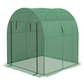Outsunny Polytunnel Greenhouse Walk-in Grow House with UV-resistant PE Cover, Doors and Mesh Windows, 1.8 x 1.8 x 2m, Green | Aosom UK