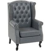 Kozy - Wingback Accent Chair Tufted Chesterfield-style Armchair with Nail Head Trim for Living Room Bedroom Grey