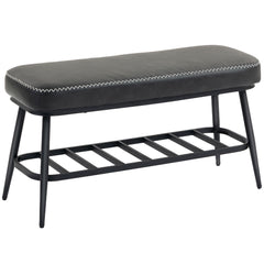 Kozy - PU Leather Shoe Storage Bench - Charcoal Grey