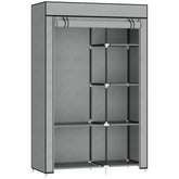 Kozy Fabric Wardrobe, Portable Wardrobe with 6 Shelves, 1 Hanging Rail, Foldable Closets, 103 x 43 x 162.5 cm, Light Grey