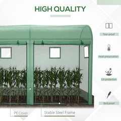 Kozy Walk-in Greenhouse, Tomato Greenhouse with Double Doors & 4 Windows, Garden Plant Growth Green House with PE Cover, Steel Frame, Green, 3 x 1 x 2 m